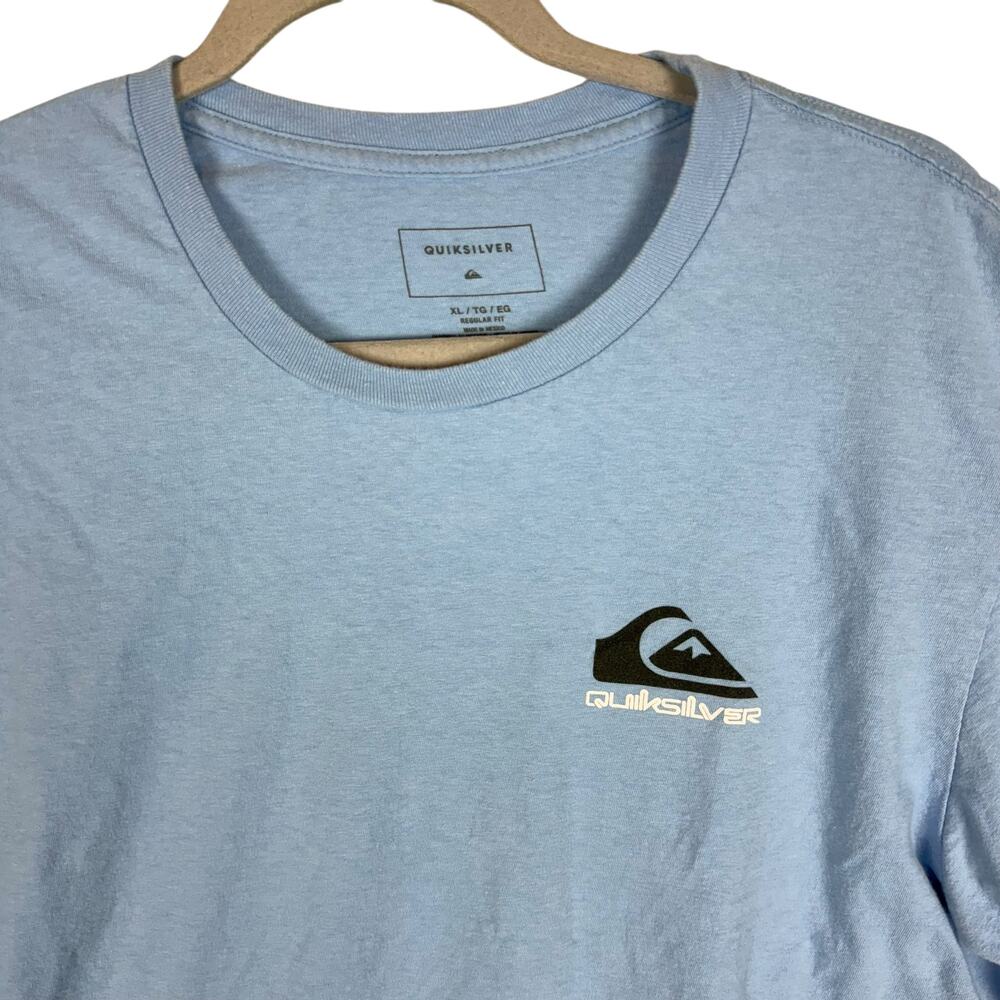 Quiksilver T-Shirt Mens XL Blue‎ Cotton Regular Crew Neck Short Sleeve Pullover - Picture 5 of 8